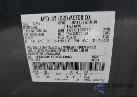 2016 Ford Explorer Platinum from USA, damaged, VIN 1FM5K8HT6GGC33083